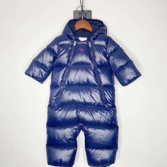 Polo Ralph Lauren Dark Blue Hooded Snowsuit Baby Size 9 Months
